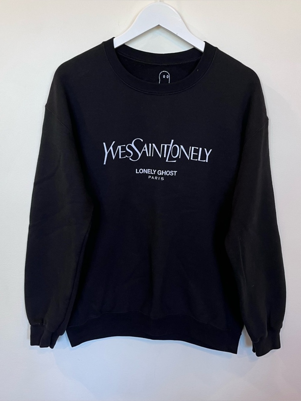 Black Yves Saint Lonely Ghost Paris Crewneck Sweatshirt Size medium
